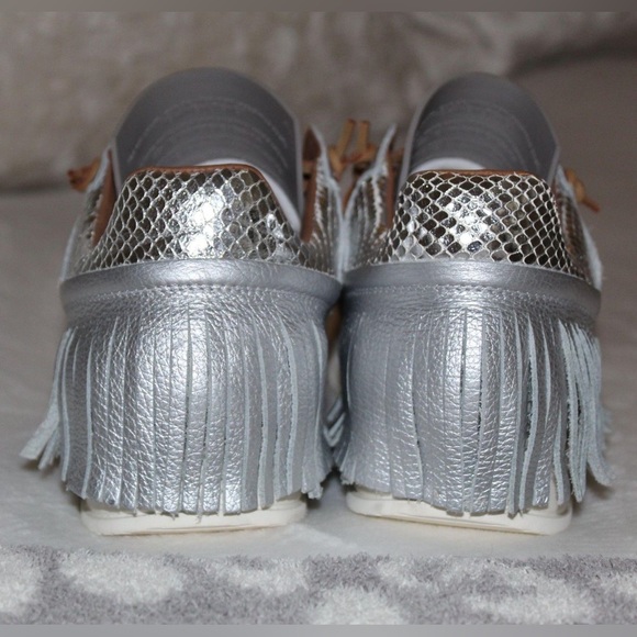 Esseutesse Silver Leather Fringe Sneaker - Picture 3 of 4